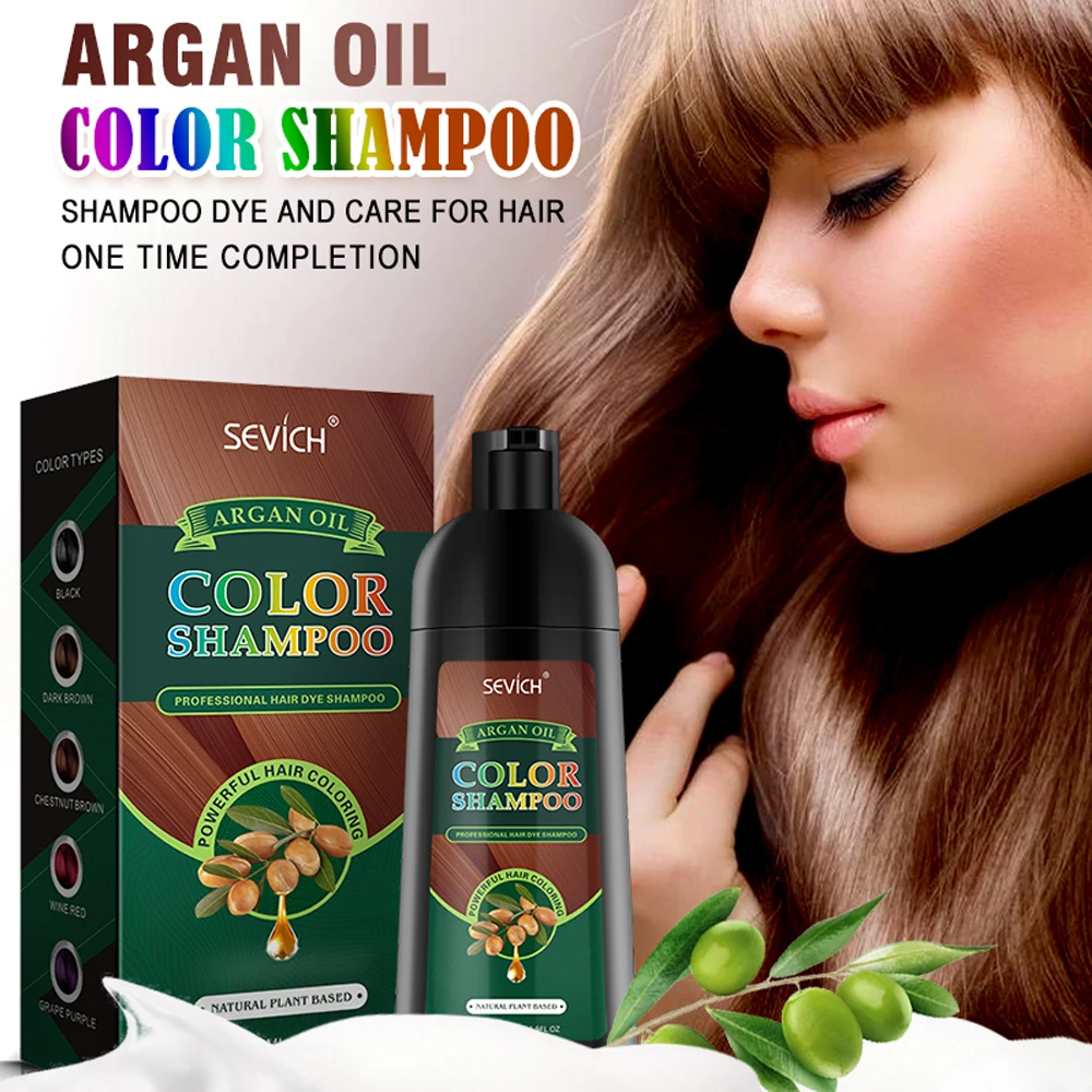 

250ml Hair Color Shampoo Natural Argan Oil Essence Hair Dye Instant Cover Moisturizing Organic Permanent Hair Coloring Shampoo