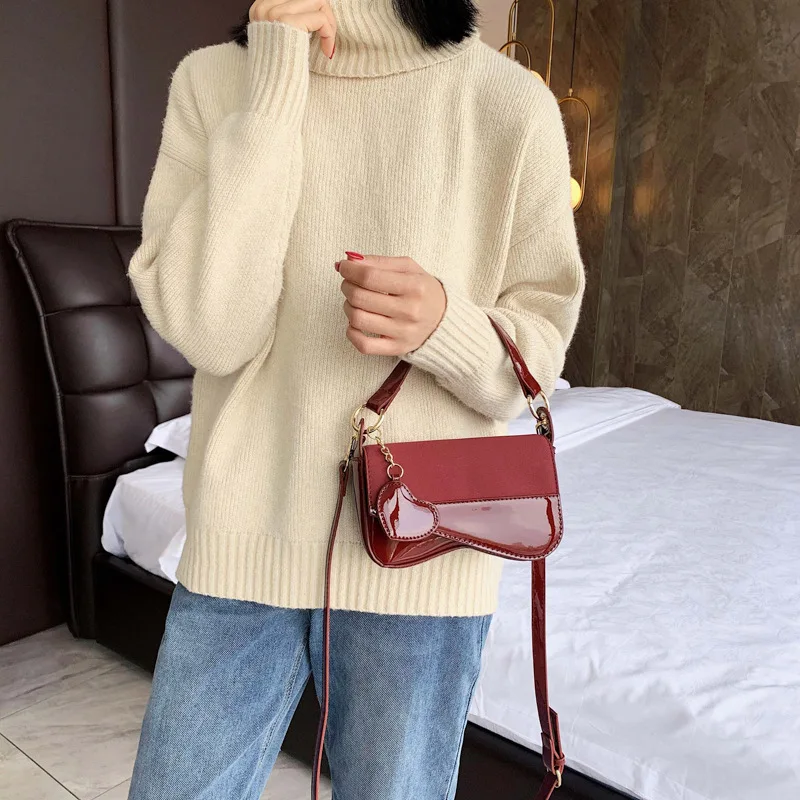 2020 новая женская сумка через плечо Западная мода диагональная Яркая кожаная |