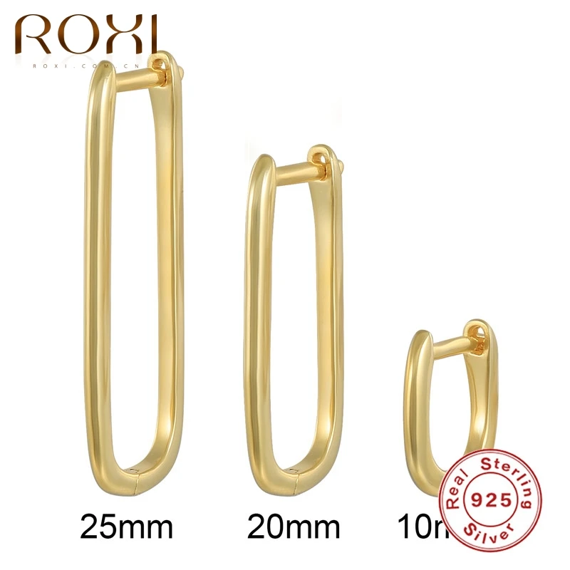 ROXI 10/20/25 мм Гладкая U-Форма серьги для женщин 925 стерлингового серебра