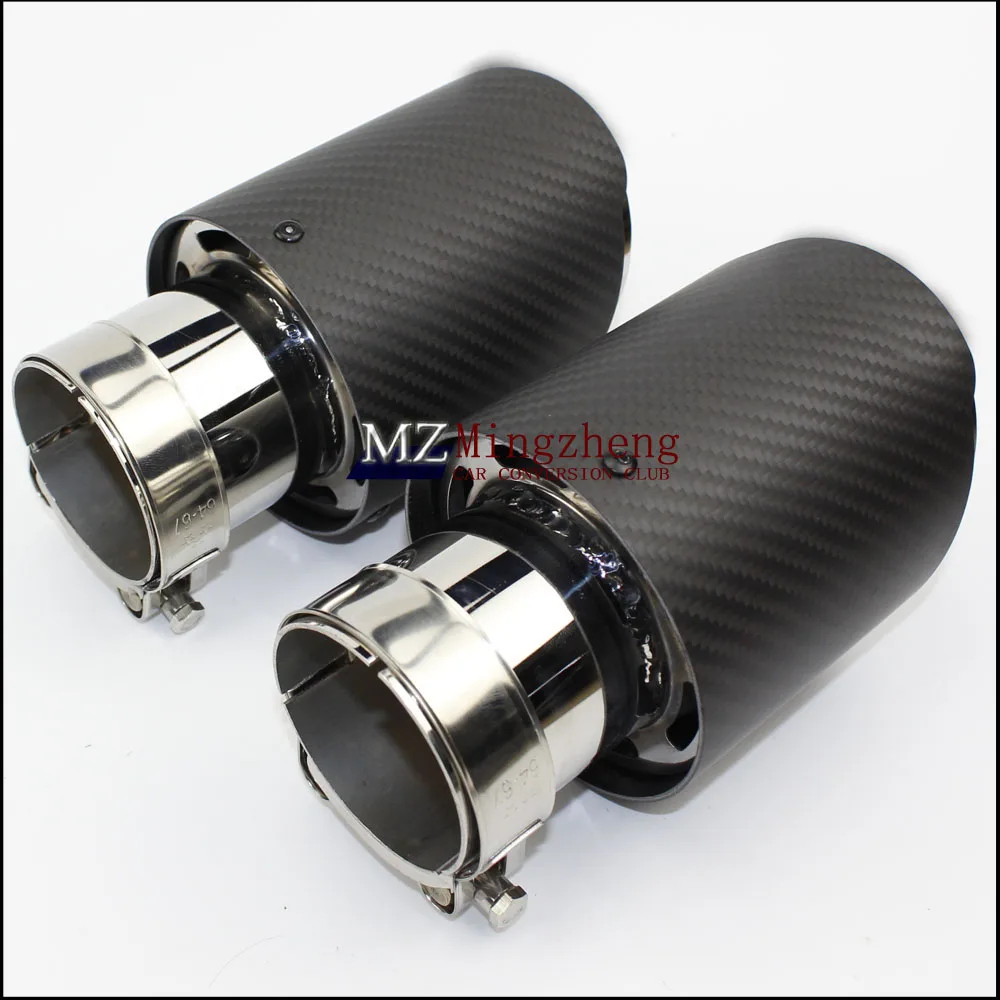 1Pcs car styling Carbon fiber + stainless steel universal Auto a.k exhaust tip tailtip end pipe for bmw V W golf | Автомобили и