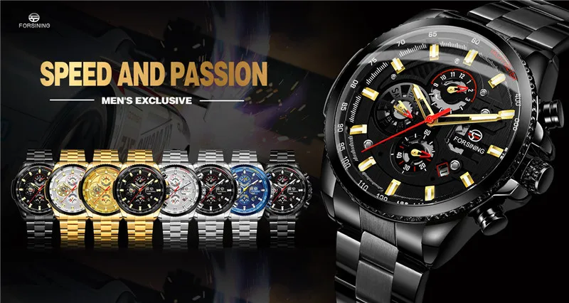 FORSINING автоматические механические мужские наручные часы военные спортивные