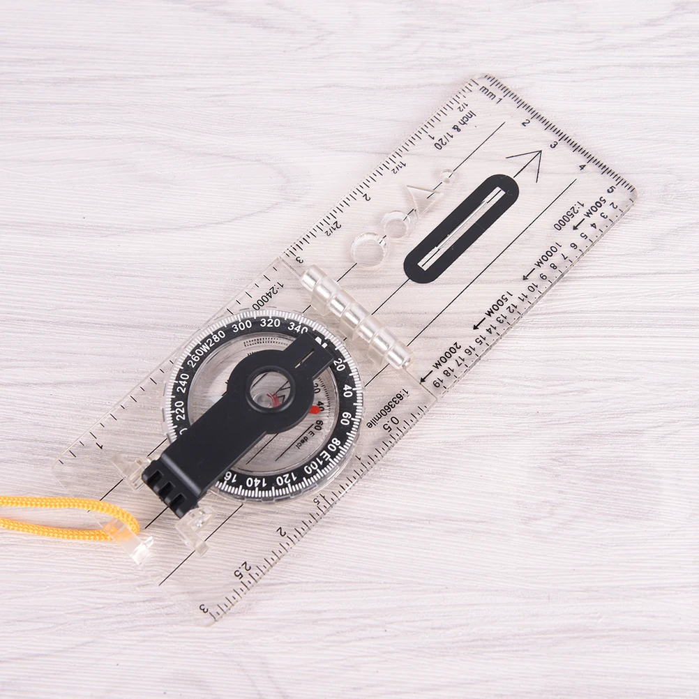 

1pc Portable Fold Compass Mm Inch Travel Baseplate Ruler Compass Map