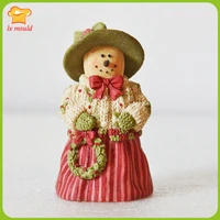 lx molds 3d christmas wreath snowman silicone mould cartoon snowman aromatherapy soap candle molds chocolate cake mold
