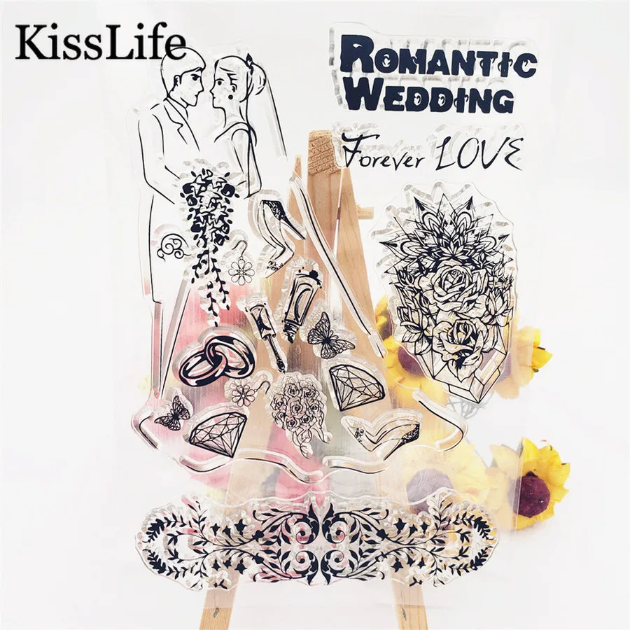 1 лист Романтических Свадебных букв жениха прозрачные резиновые штампы для