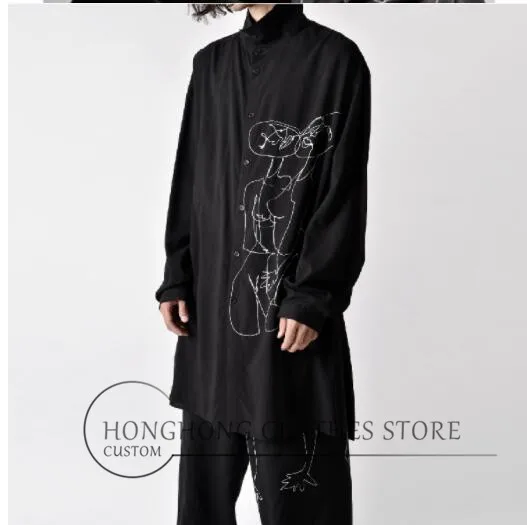 S 6XL! Большие мужские рубашки новая мужская рубашка с вышивкой и принтом очень