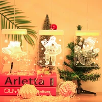 3d door and window santa claus elk bells christmas lights led suction cup light led string lights snowflake new year economic