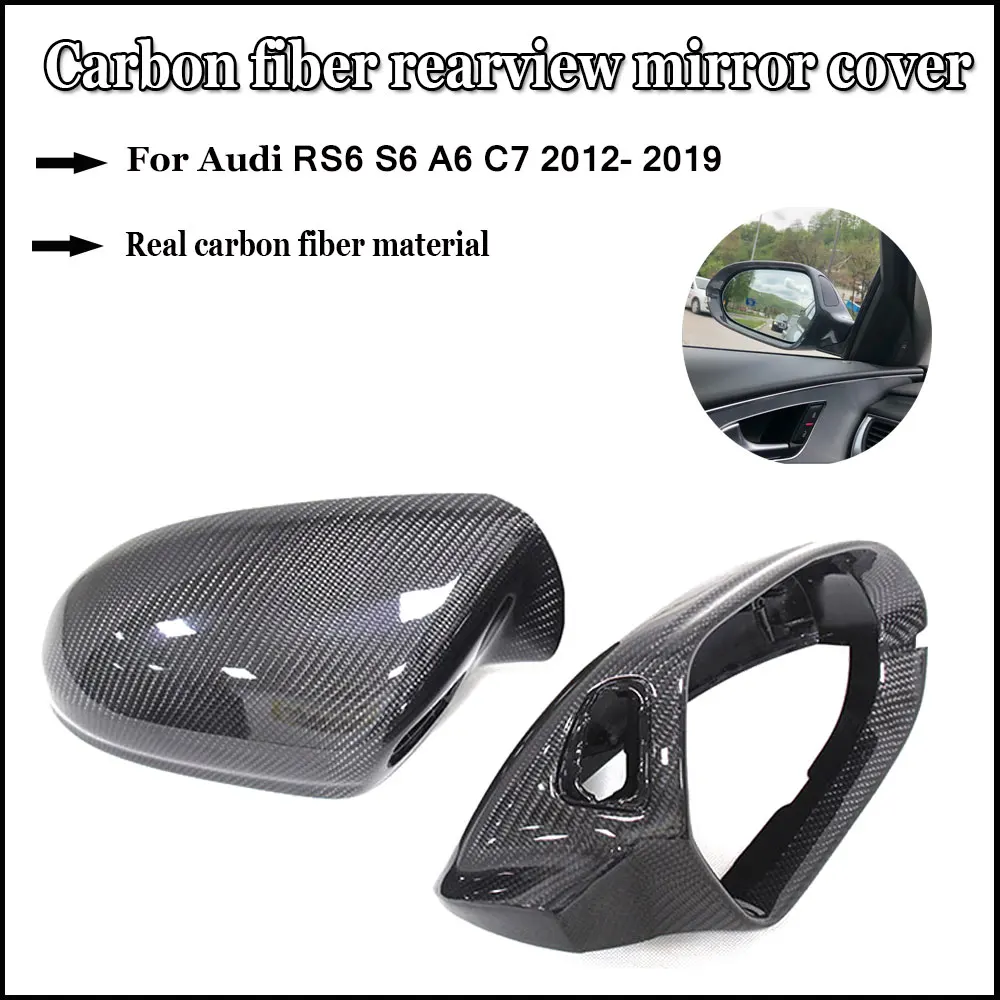 

Car Modified Carbon Fiber Rearview Mirror Side Mirror Cover For Audi RS6 S6 A6 C7 2012- 2019 With Lane Assist System