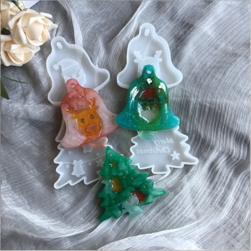 

Christmas Bell Tree Elk Epoxy Silicone Mold Moldes De Silicona Para Cemento Soft Pottery Clay Plaster Car Decoration Resin Mould