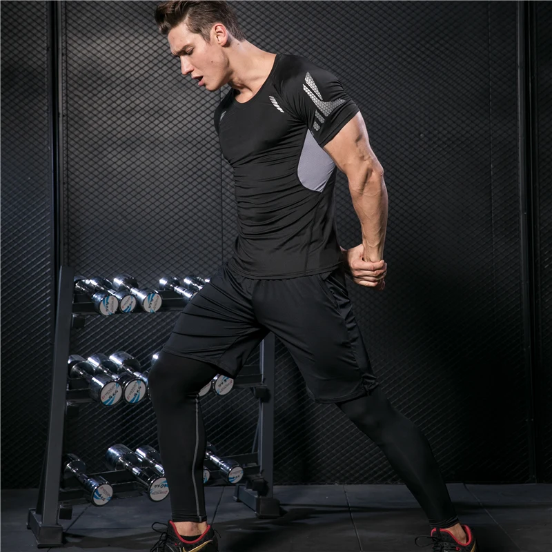 Мужская компрессионная спортивная одежда костюм для тренажерного зала