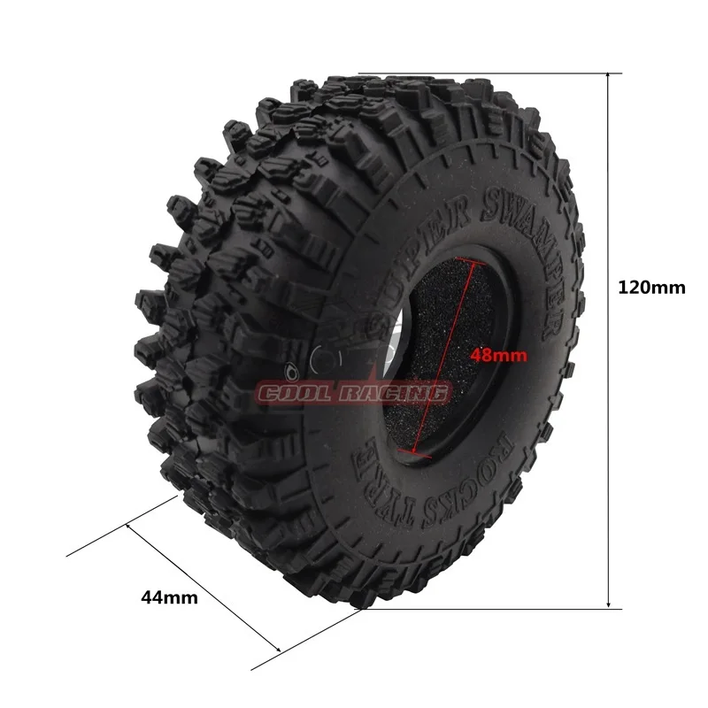 

4PCS 120MM 1.9" Rubber Rocks Tyres Tires for 1:10 RC Rock Crawler Axial SCX10 90046 AXI03007 D90 D110 TF2 TraxxasTRX-4 Wheel