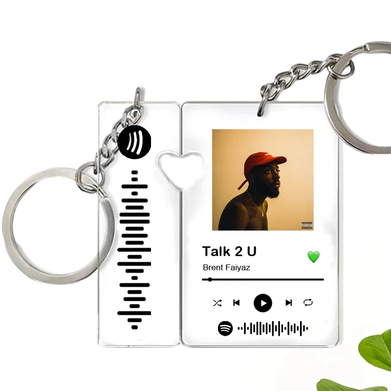 2 шт. Персонализированная пара брелок по индивидуальному заказу музыка Spotify код