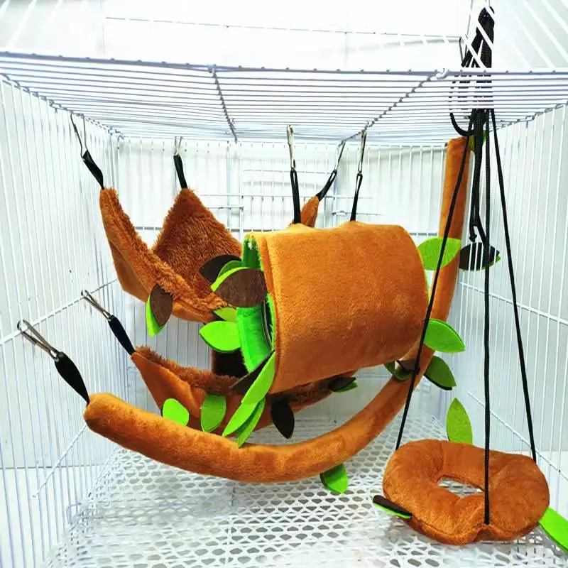 Cute Plush Cotton Hamster Hammock Hammock for Rats Rodent Small Animal Guinea Pig Ferret Double-layer Nests Pets Supplies Cute