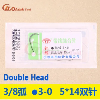 Round Suture needle surgery tool microsurgery nylon monofilament wire round harmless needle surgical instrument 10pc/set - Цвет: 3-8 3-0 5x14 Double
