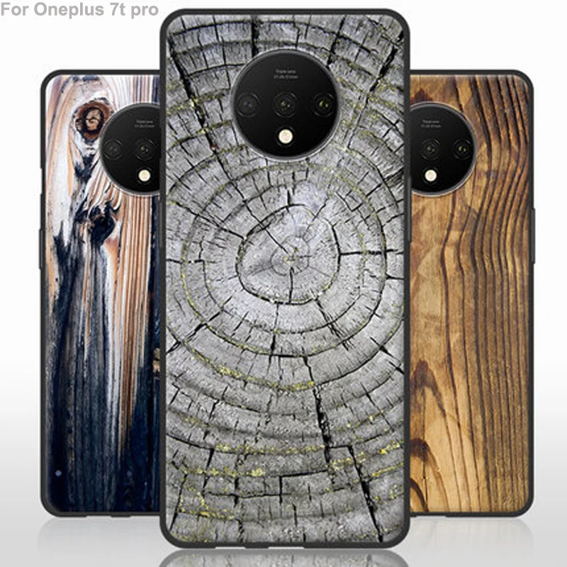 

For Oneplus 7T pro case Oneplue7tpro Wood grain Stone pattern one plus 7t pro Soft Silicone TPU back Cover 1+7t pro phone cases