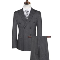 2pcs new men business suit 2021 double breasted striped lapel formal blazer pants suit set costume homme %d0%ba%d0%be%d1%81%d1%82%d1%8e%d0%bc %d0%bc%d1%83%d0%b6%d1%81%d0%ba%d0%be%d0%b9 clothe
