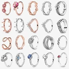 Женское Сверкающее кольца с ромашками из стерлингового серебра S925 с цветами Anelli, Ювелирное Украшение для помолвки на годовщину