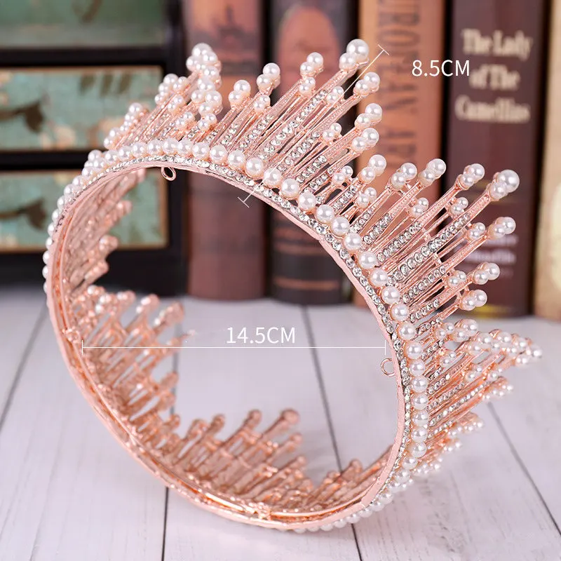 Свадебная тиара FORSEVEN розовое золото/серебро блестящий кристалл искусственный