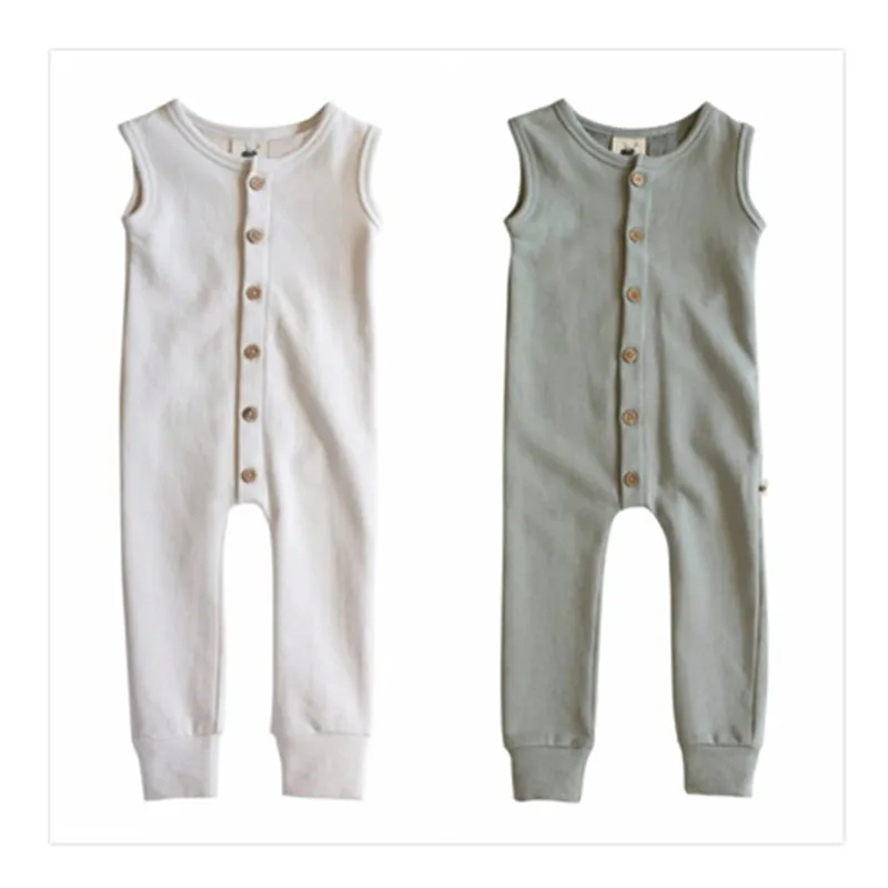 

Baby Clothes Jumpsuits sleeveless simple Siamese baby solid pure romper