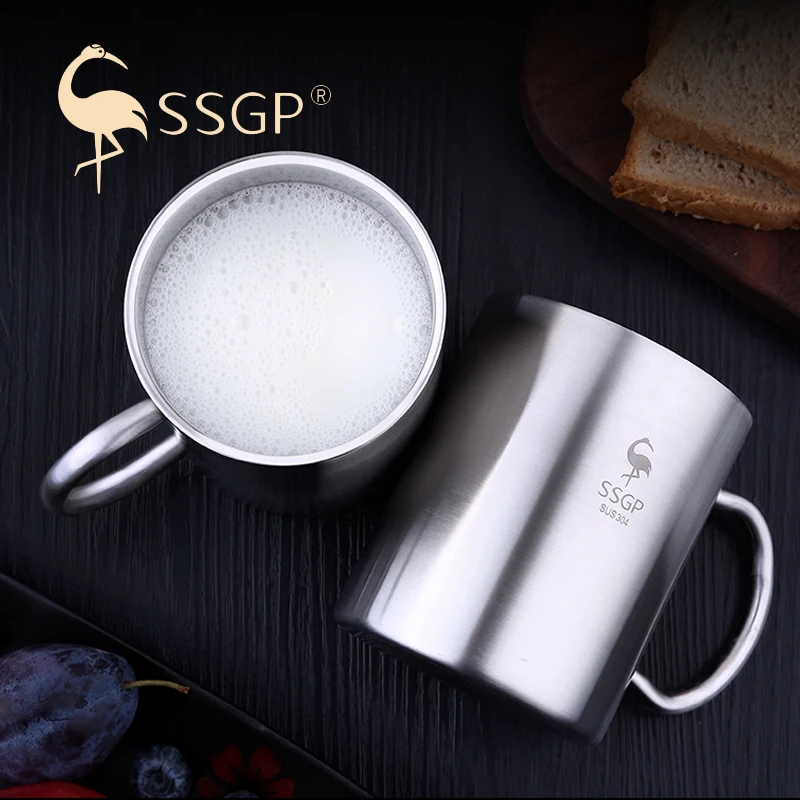 

SSGP 304 Stainless Steel Double Walled Kids Mugs Cups for Coffee and Tea Water with Handles Camping Travel Shatter Proof Mugs
