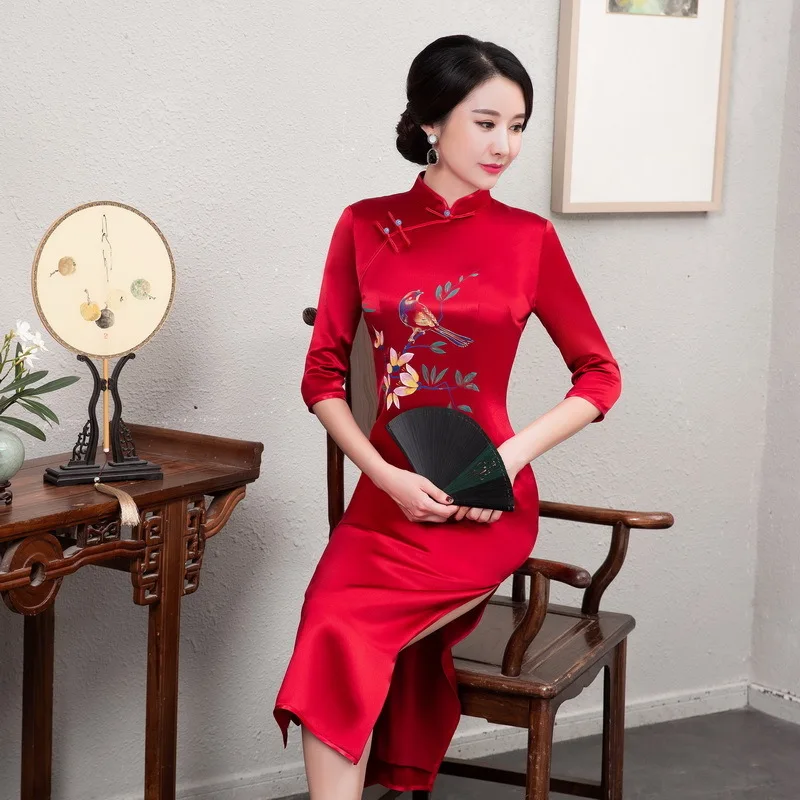 Quinceanera распродажа выше колена мини ацетат сатин свадебный тост Cheongsam улучшенный