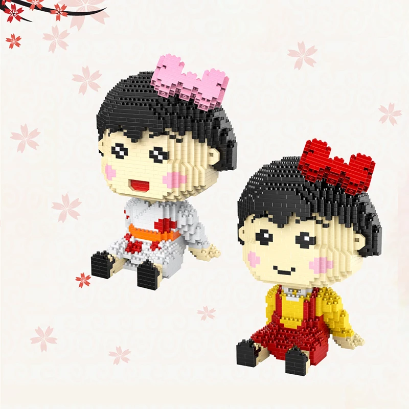 

1792pcs + Anime Characters Cute Girl Toy Model Building Blocks DIY Bowknot Girl Movable Doll Assembly Brick Children's Toy Gift