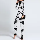 Женский Пижамный комбинезон на пуговицах, элегантный повседневный Пижамный комбинезон с коровьим принтом, на пуговицах, для взрослых