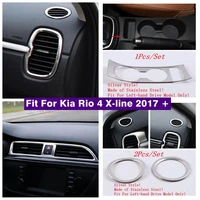 silver interior refit kit dashboard side center air conditioner ac outlet vent cover trim fit for kia rio 4 x line 2017 2020