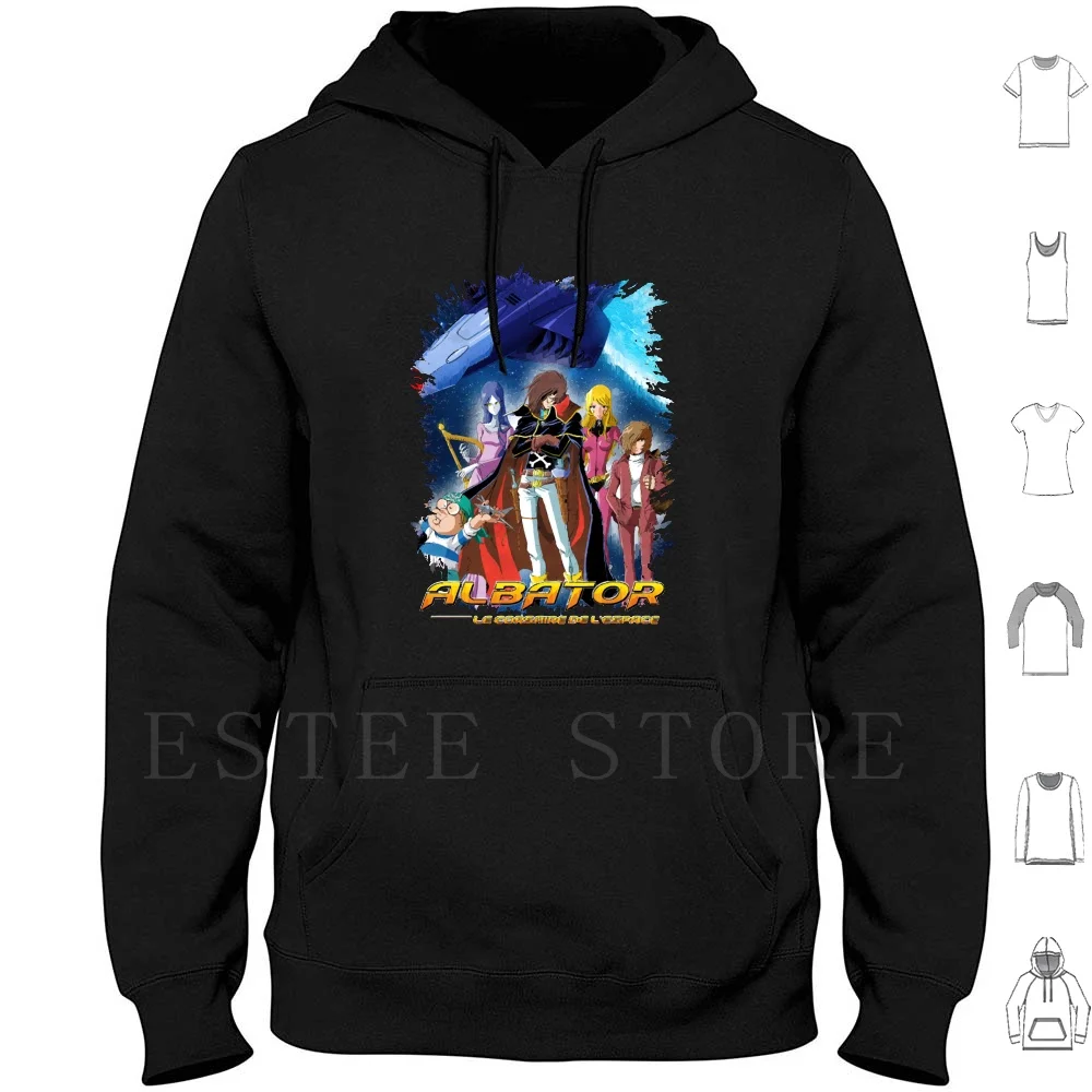 

Albator Le Corsaire De L'espace ( Captain Harlock ) Avec L'atlantis ( Arcadia ) Hoodies Long Sleeve Albator