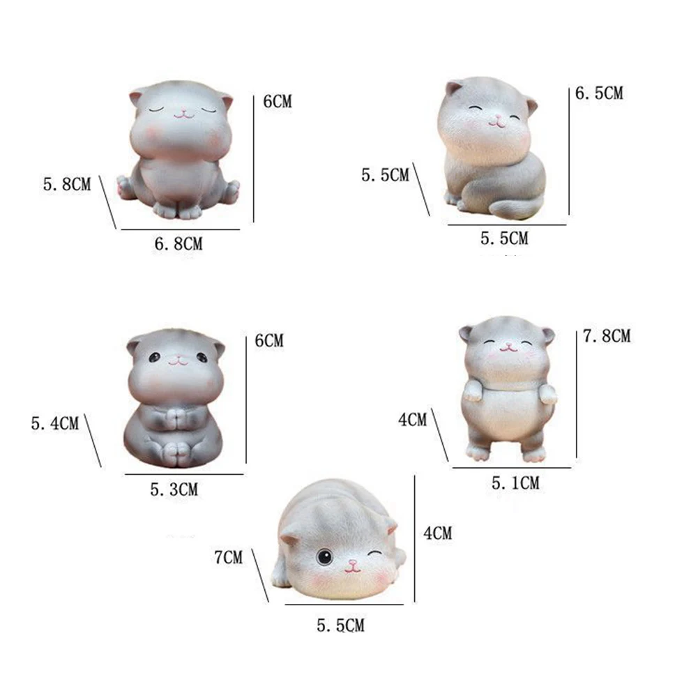 

Cartoon Cat Resin Miniature Figurine Micro Landscape Garden Car Dashboard Decor Kids Educational Toys for Children Gift