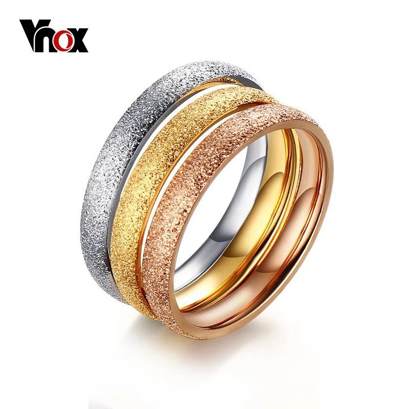 Vnox три Цветные кольца для Для женщин Нержавеющая сталь Обручальные Кольца с