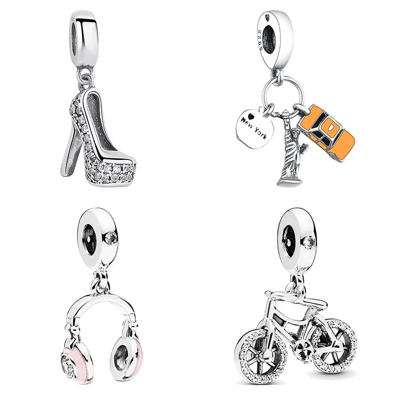 Дизайнерский 925 пробы серебряный браслет Плавающие Подвески бусины подходят Pandora