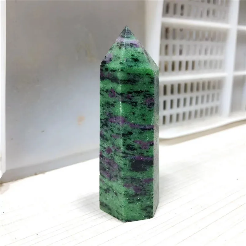 

Натуральные вырезанные вручную драгоценные камни башни Рубин зоизит палочка точечные кристаллы лечебные камни для украшения