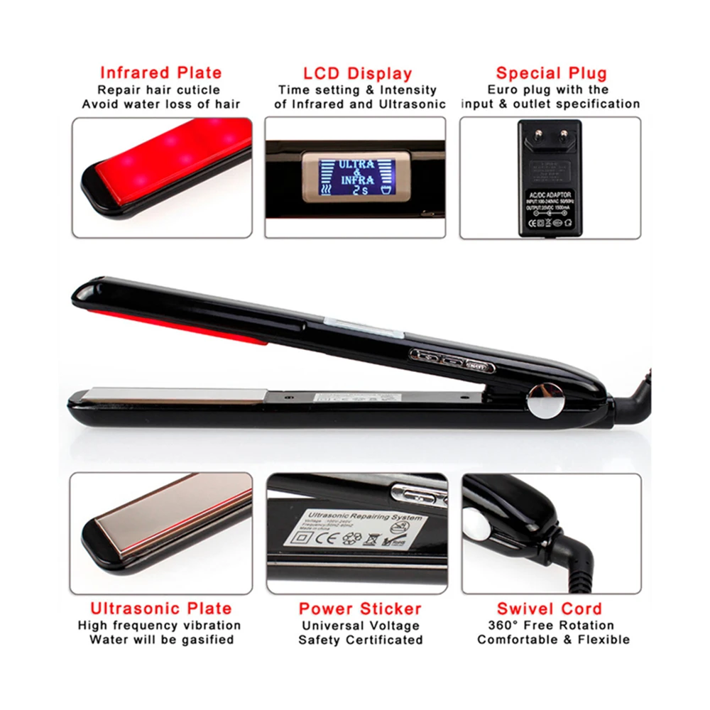 Выпрямитель для волос титановый инфракрасный плоский утюжок выпрямления и