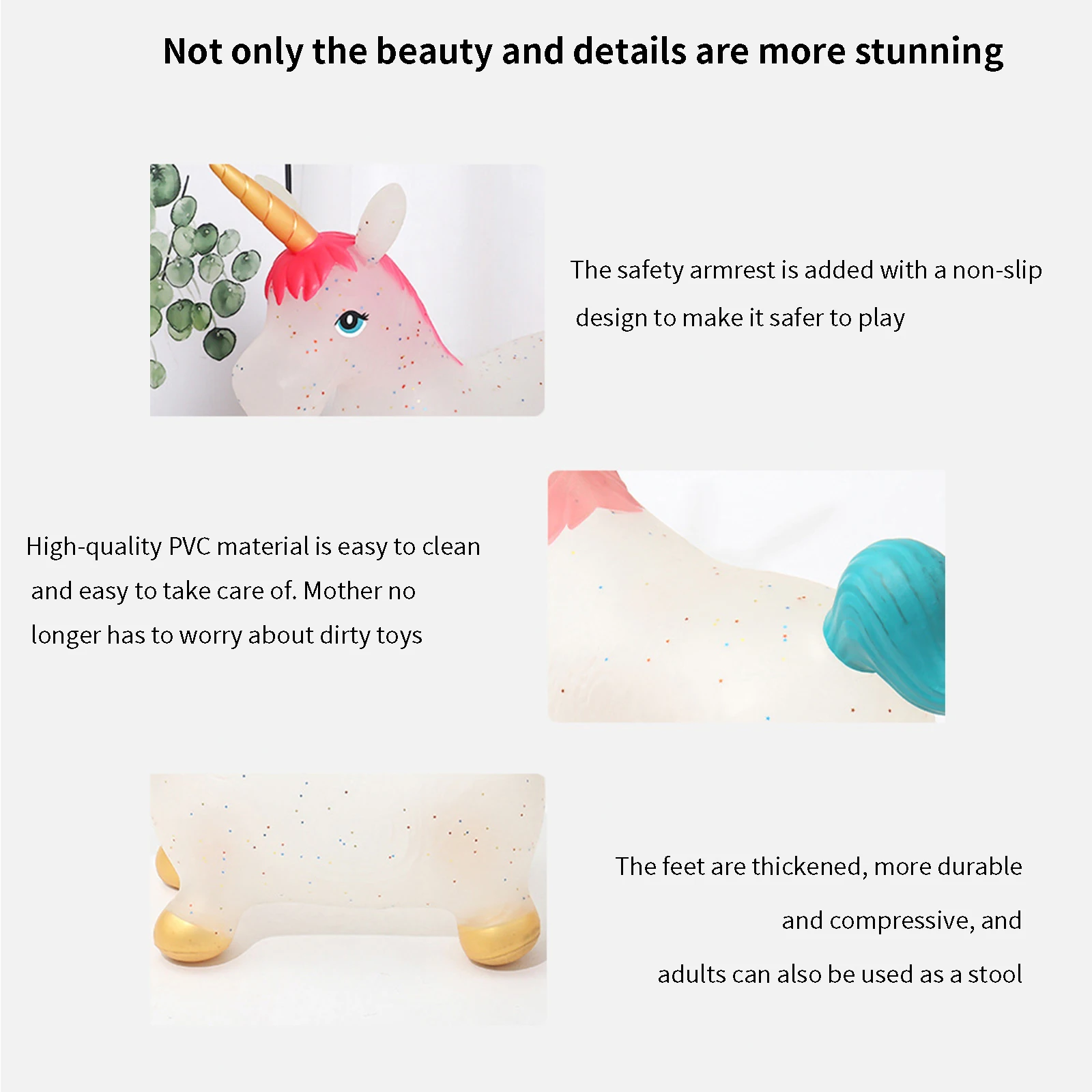 

1pcs Baby Inflatable Lovely Unicorn Toy PVC Bouncy With One Air Pump Cute Jumping Horse Outdoor Sports Games Toy For Kids