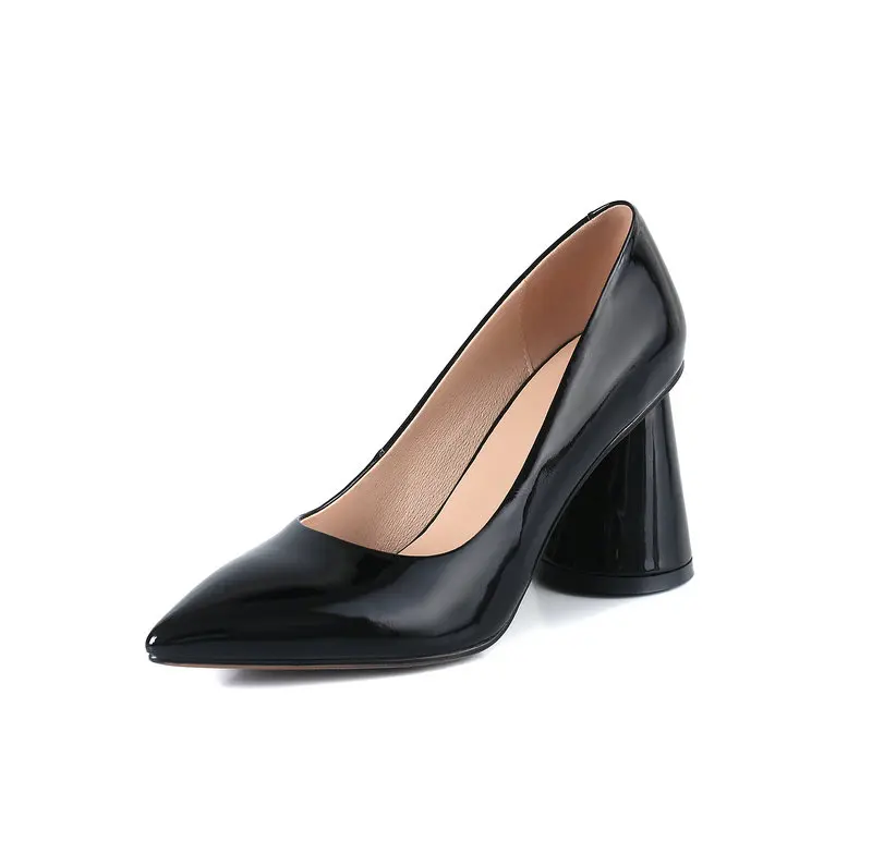 Туфли-лодочки женские из натуральной кожи заостренный носок высокий каблук 8 см