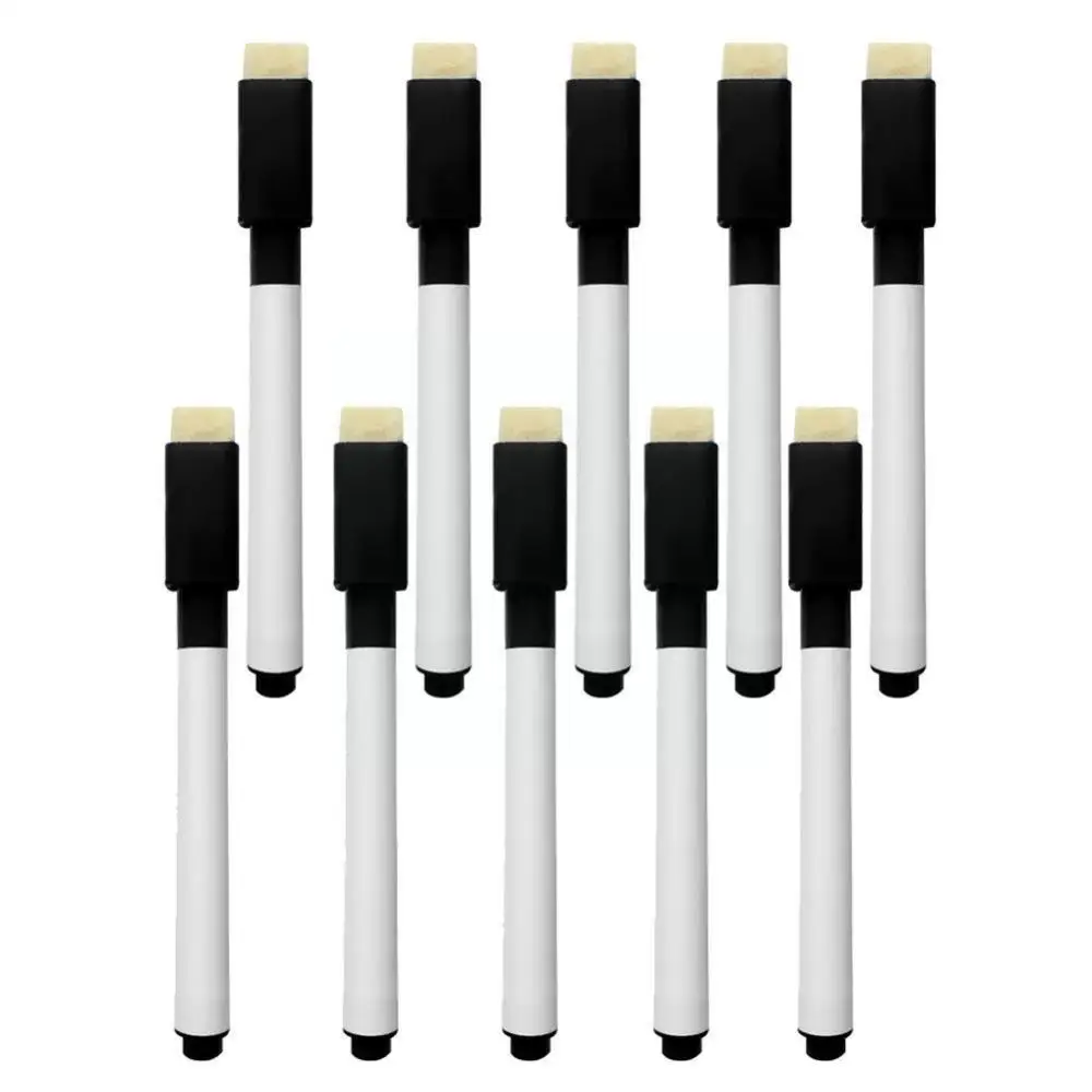 

10pcs/set Black School Classroom Whiteboard Pen Dry Built Markers Board Student In Supplies Children's Eraser Drawing Pen W U8n1