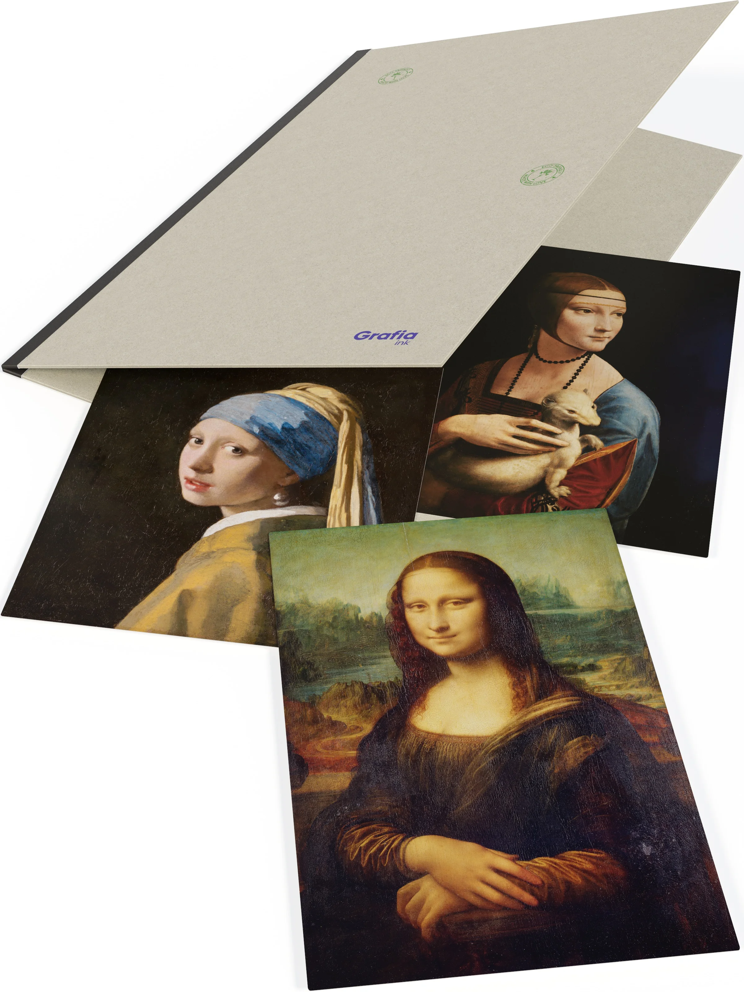 Картины на картоне матовые клеящиеся Леонардо да Винчи: Дама с горностаем + Мона