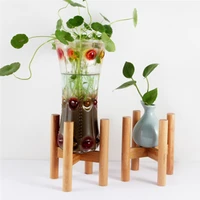 portable single bay wood flower stand mini flower pot holder plant pot shelf four legged vase flower pot slip bracket