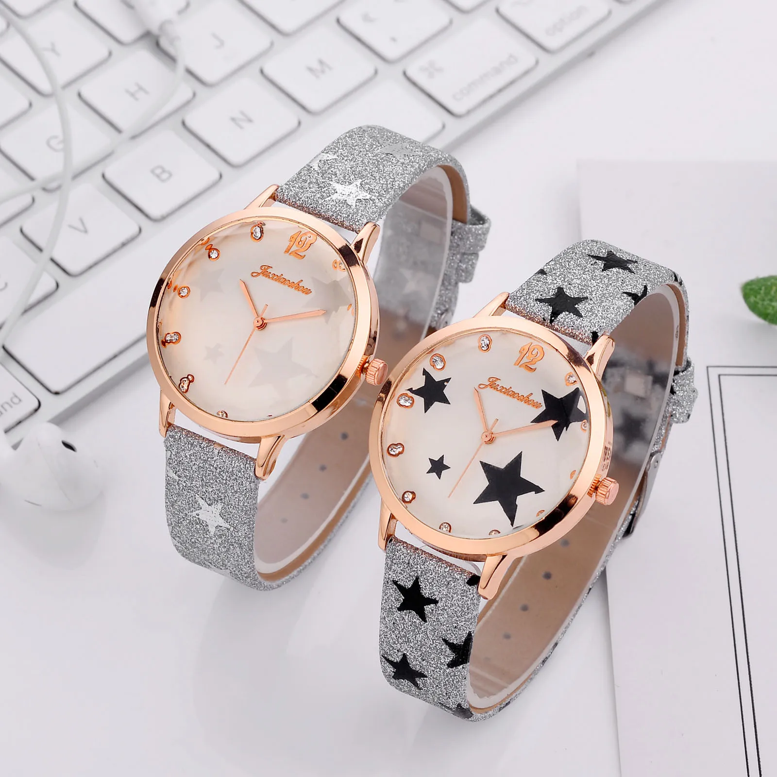 

Ladies Quartz Watch Pentagram Printing Leather Strap Rotating Watch Часы Женские Наручные Fashionable And Versatile Woman Watch