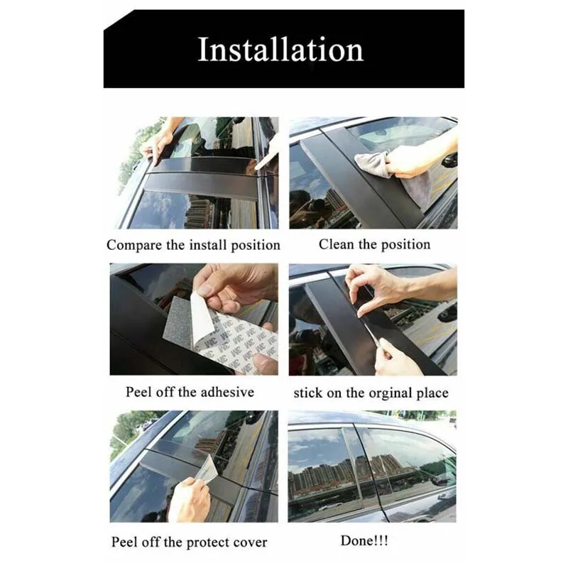 

6PCS Glossy Black Door Window Pillar Posts Cover Trim For Honda Civic 10th 2016-2020 Car Styling Sticker Accessories