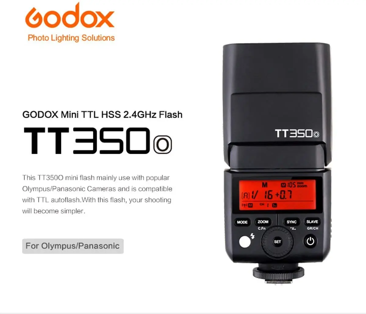 

Godox TT350o 2.4G Wireless TTL Flash Speedlite GN36 1/8000s HSS for Olympus E-P5 E-PL5 E-PL6 E-PL7 E-PL8 Pen-F DSLR Camera