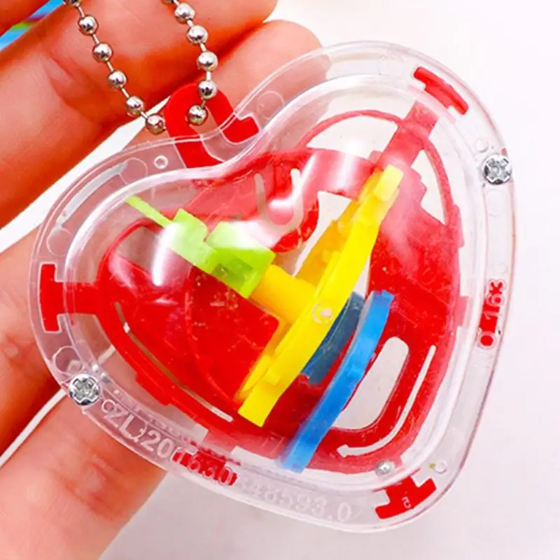 

50 Pass 3D Ball Maze Puzzle Kids Children Heart Shape Maze Intellect Ball Game and Puzzle Toy Gift Playing Ball Mini Puzzle Game