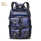 Мужской Оригинальный модный синий дорожный рюкзак из натуральной кожи для учебников колледжа дизайнерский Мужской Рюкзак Студенческая сумка для ноутбука 1170