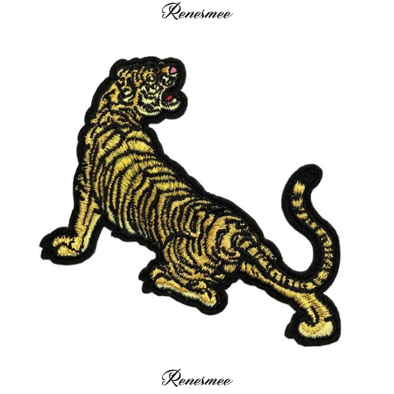 2 шт. золотистые яркие линии Тигровая вышивка тканевые наклейки джинсовая куртка