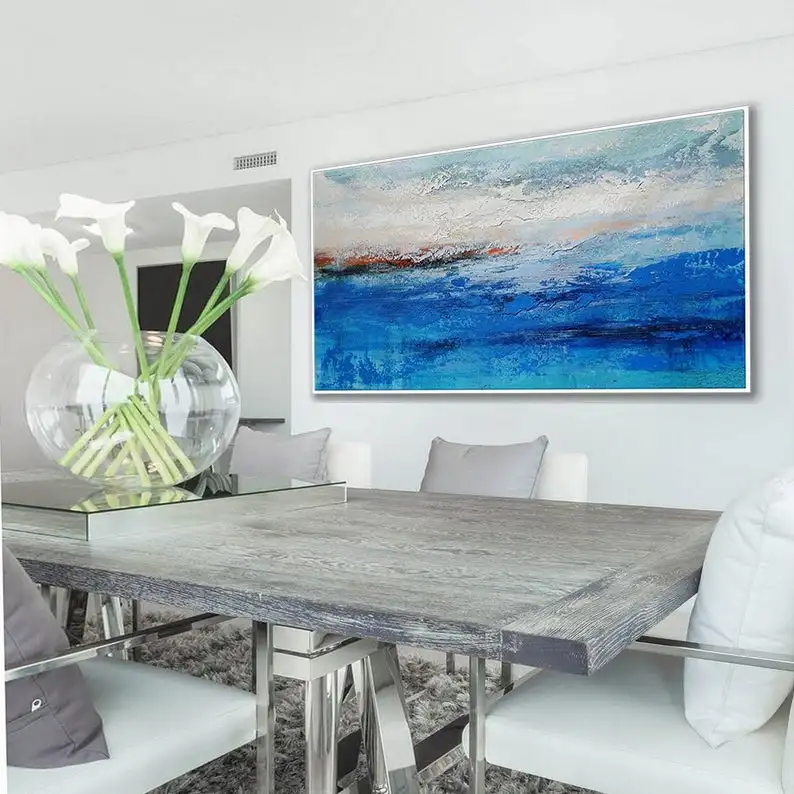 

Extra Large Textured Contemporary Wall Art Oversize Texture Modern Artwork Horizontal Abstract Acrylic Panoramic Canvas Painting