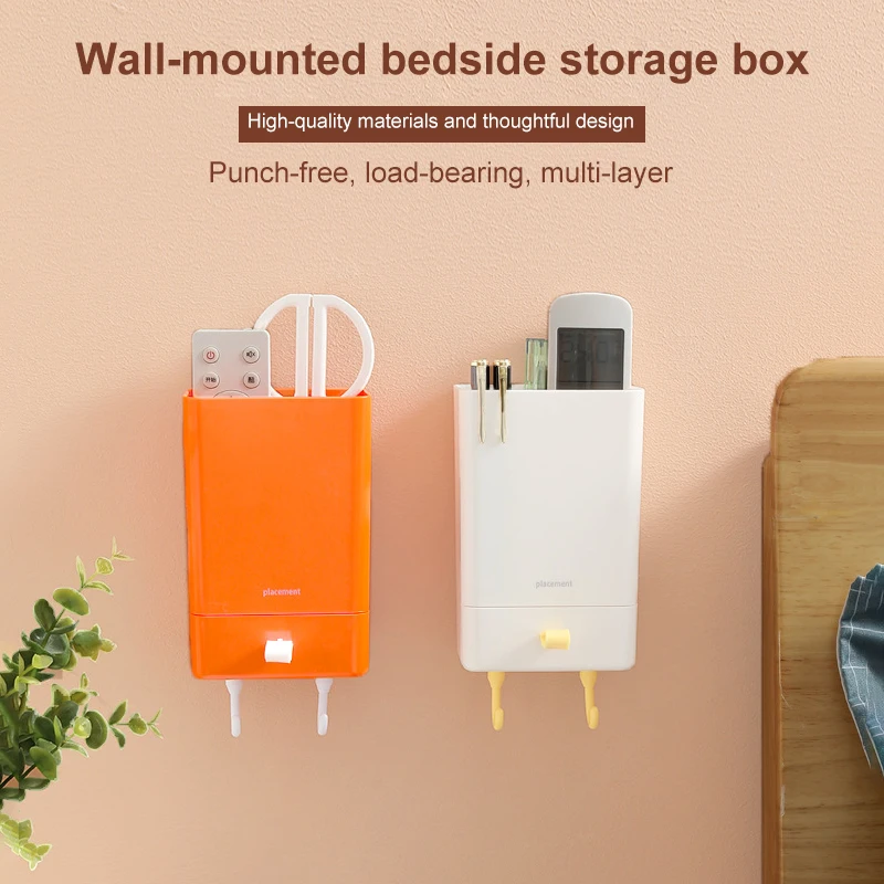 

New Punch-free Wall-mounted Multifunctional Mobile Phone Rack Glasses Bedside Air Conditioning Remote Control Board Storage Box