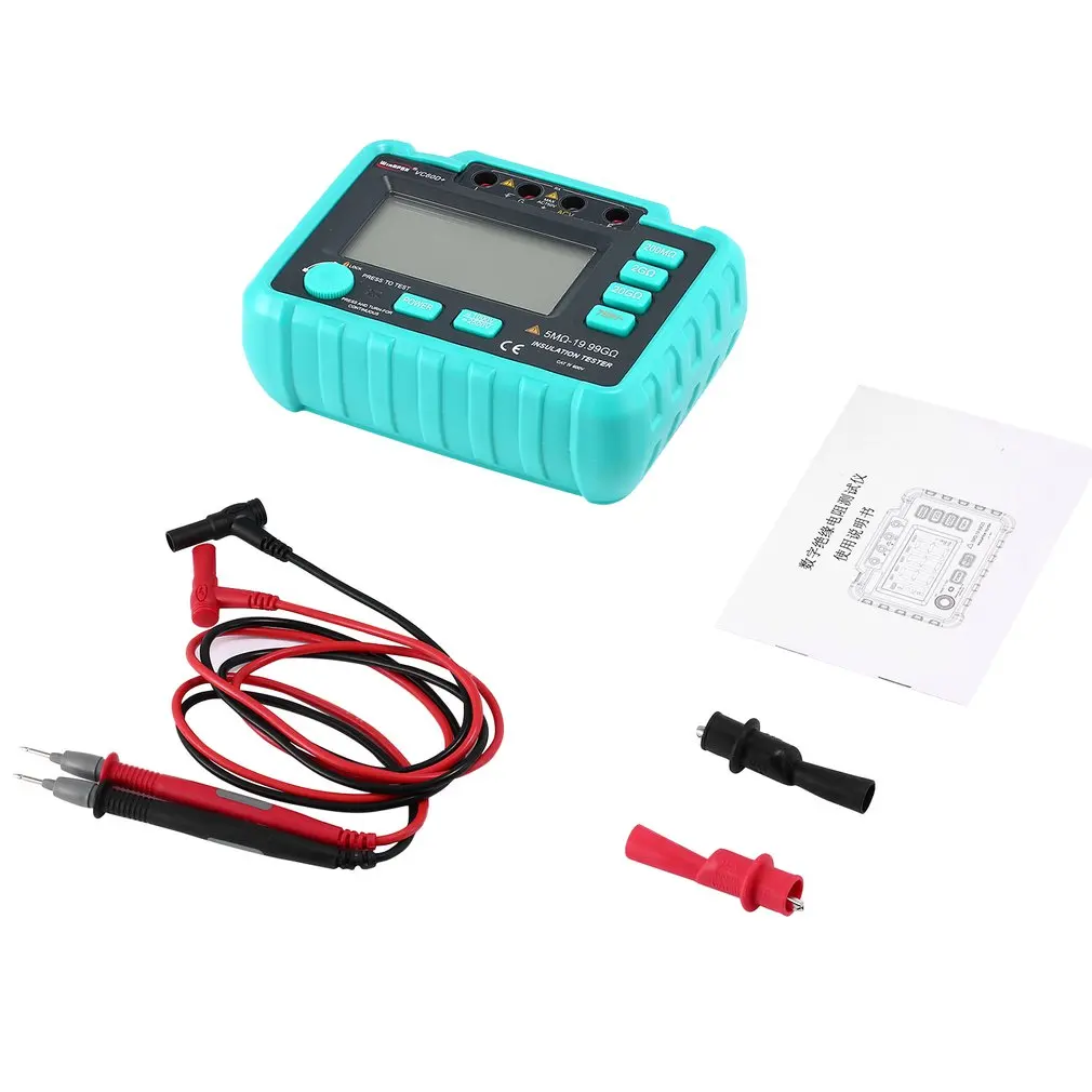 

Digital Isolation Resistance Tester 1M-20GOhm Ohmmeter Low Power Consumption VC60D+ LCD Isolation Resistance Tester