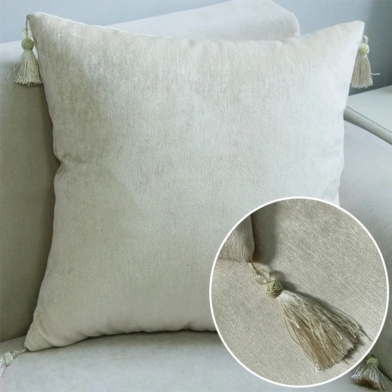 Однотонная наволочка Европейский чехол для подушки с кисточками декоративные