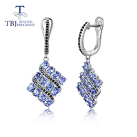 top quality natural small gemstone tanzanite earrings 925 sterling silver simple design fine jewelry for girl tbj promotion