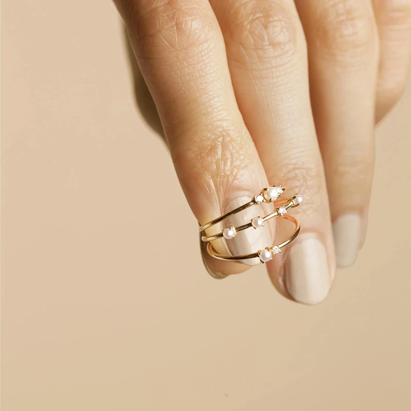 

AIDE Minimalism Thin Gold Rings For Women Fashion Zircon 925 Sterling Silver Ring Woman Girl Gifts Fine Jewelry bague femme